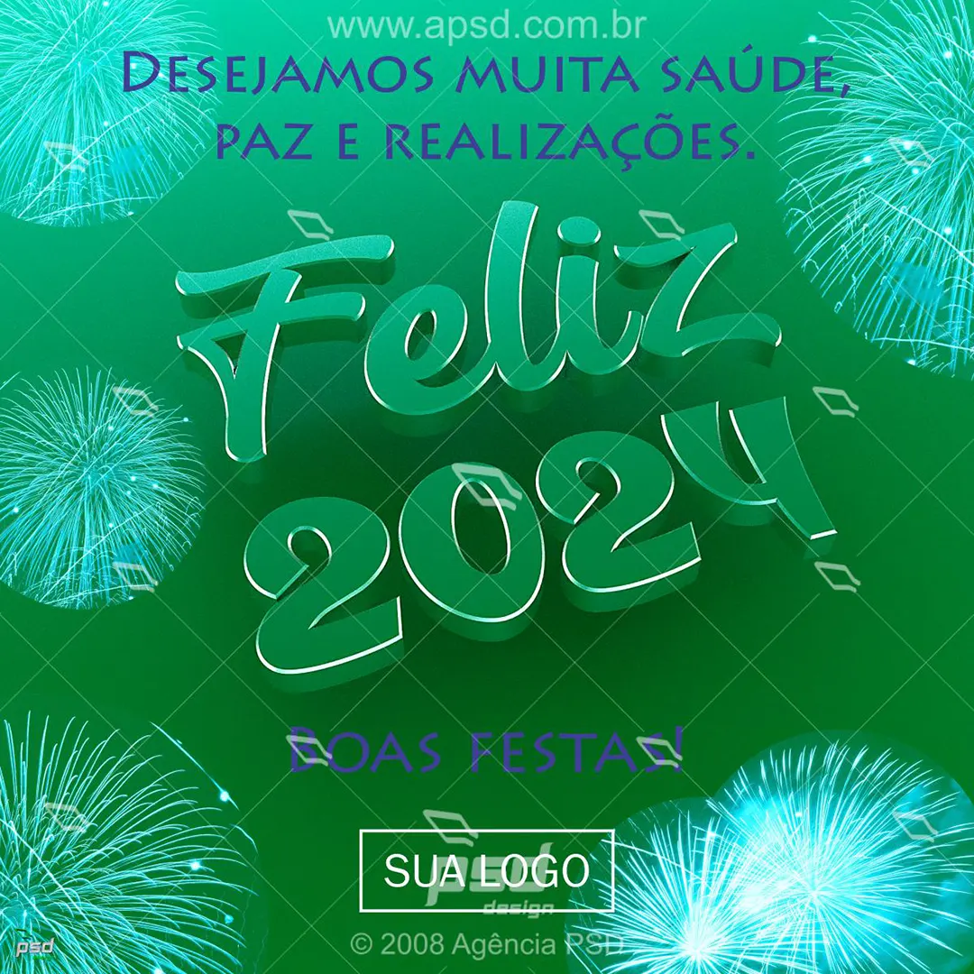 Arte feliz ano novo 2024