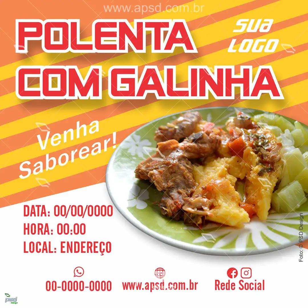 mídia polenta com galinha