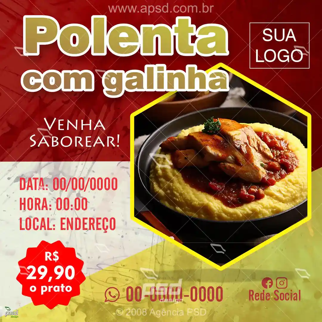 arte polenta com galinha