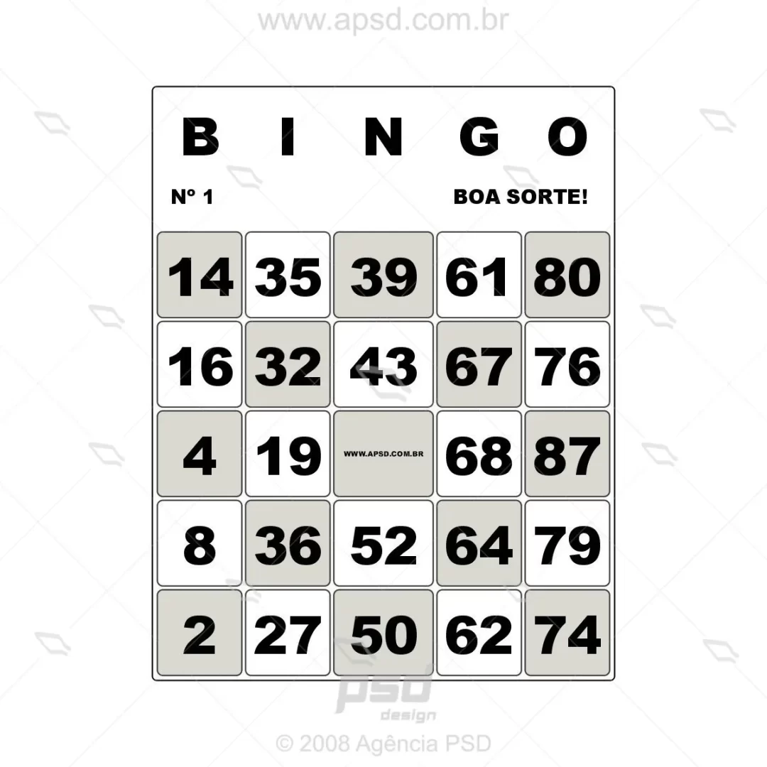 arte cartelas de bingo