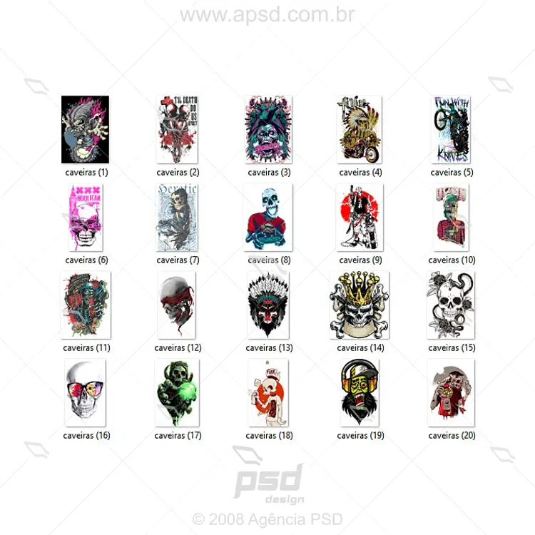 estampas caveiras png