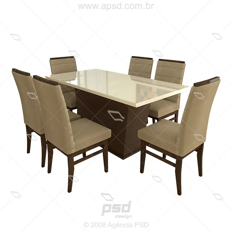 Model 3D mesa 6 cadeiras