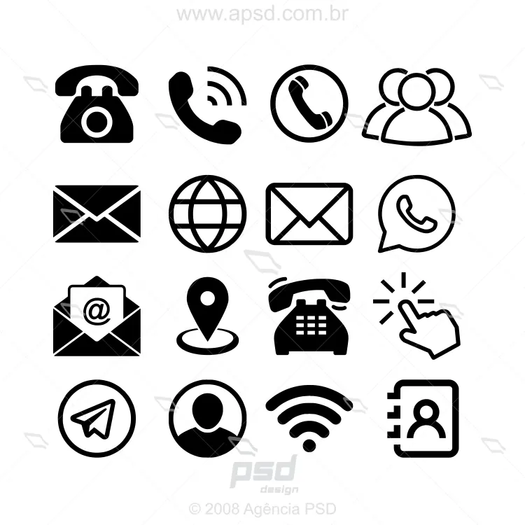 icones de contato vetorizados