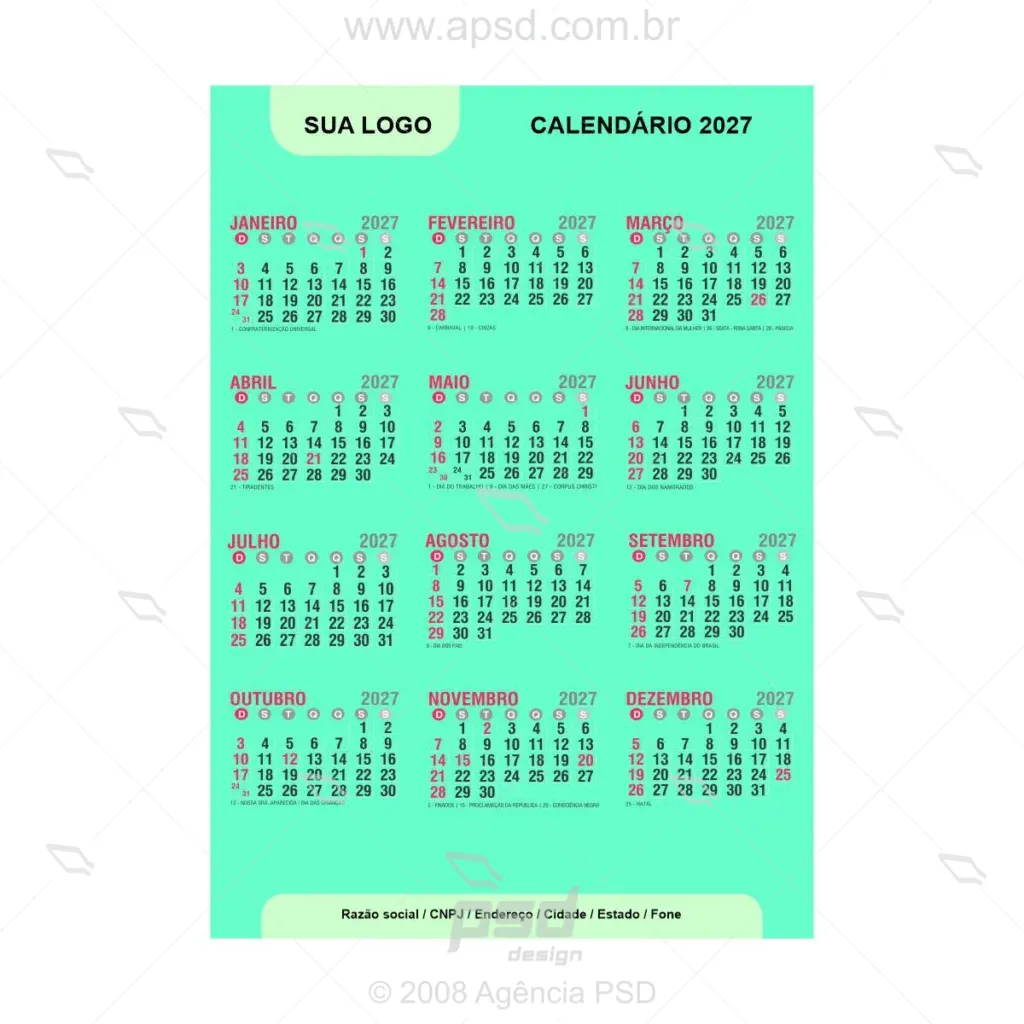 arte calendário 2027