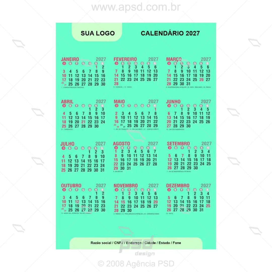 arte calendário 2027