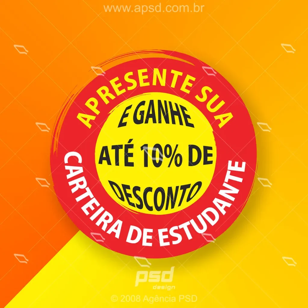 arte selo desconto estudante