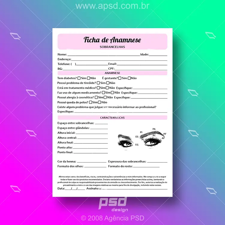 FICHA DE ANAMNESE DESIGN DE SOBRANCELHAS