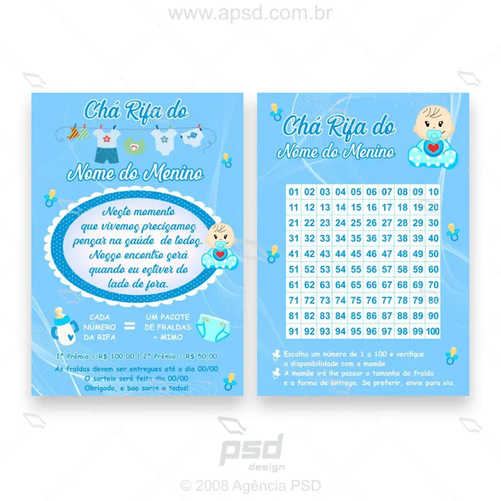arte rifa cha de bebe menino