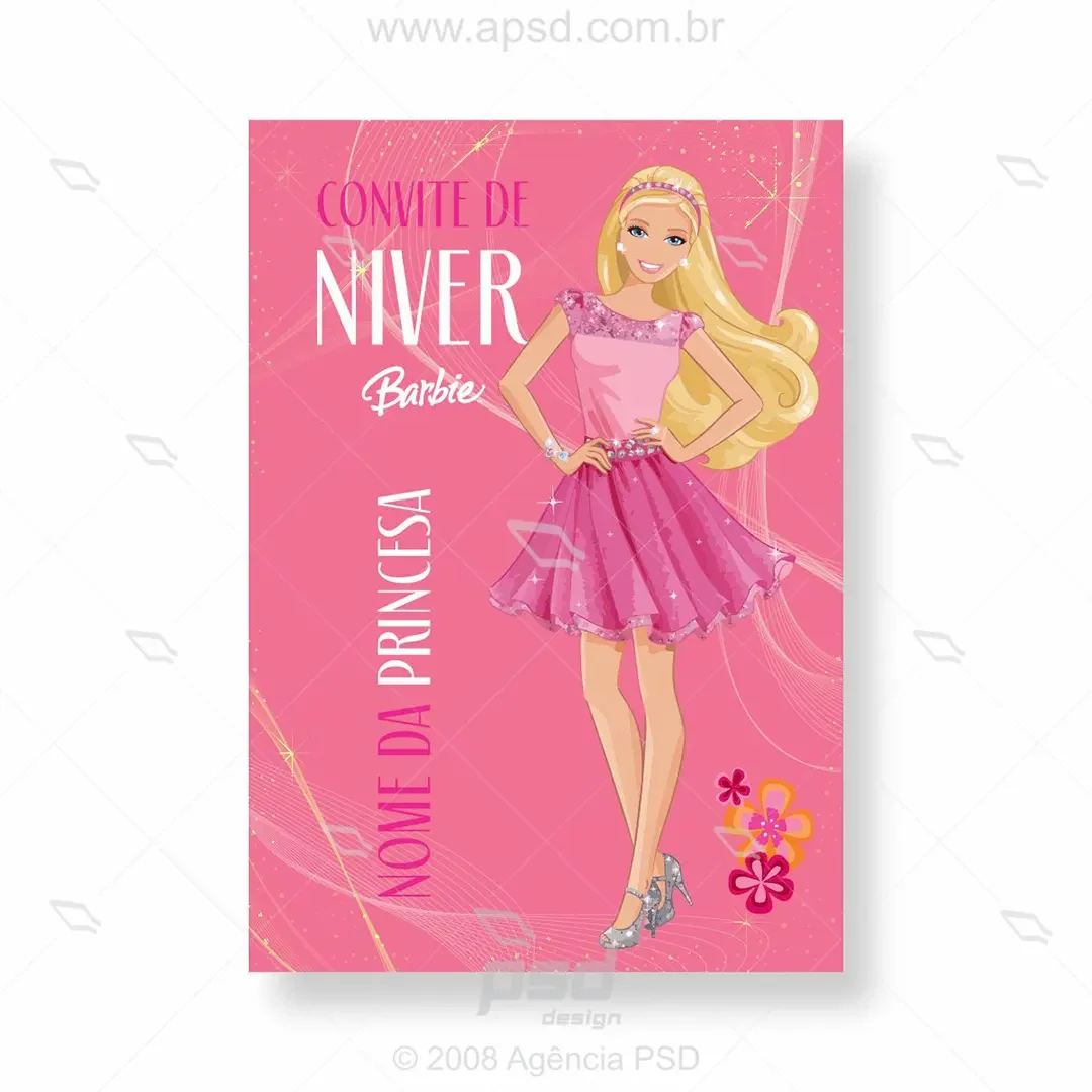 5 Artes Barbie + Convite Barbie Grátis para Editar e Imprimir