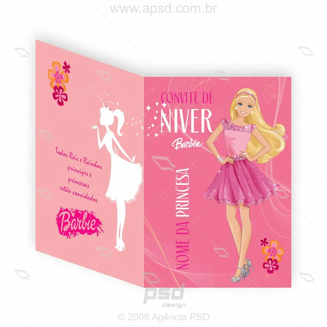 Convite De Aniversário Barbie Rosa Edite Online