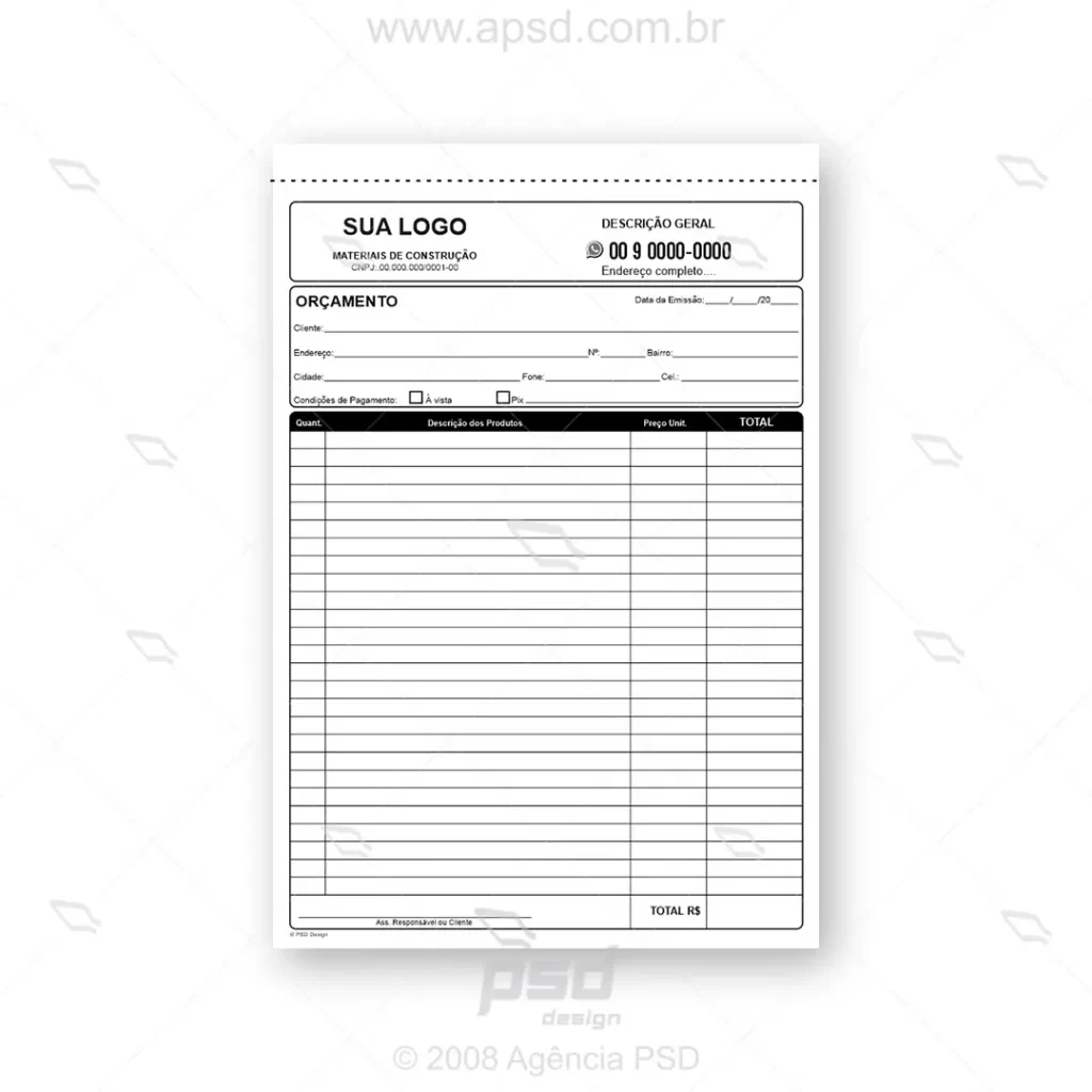 arte bloco de orçamento