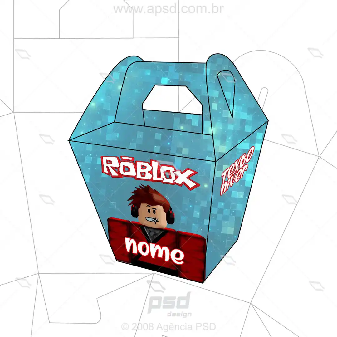 molde caixa com arte tema roblox
