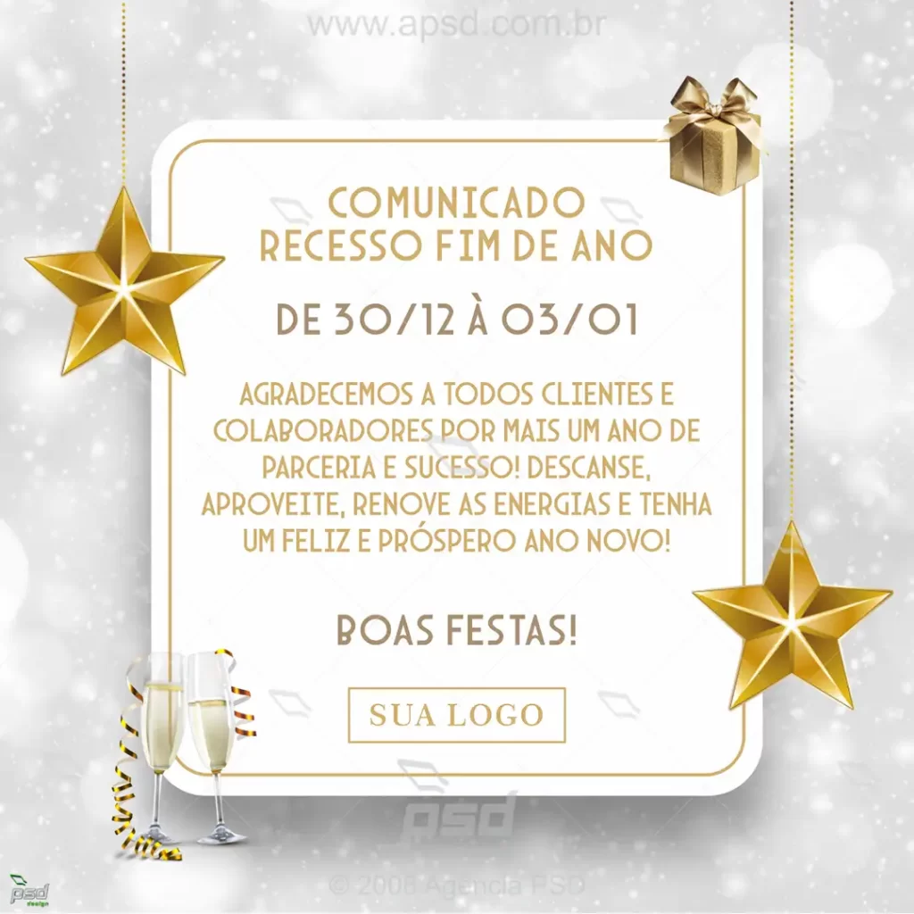 arte comunicado recesso fim de ano