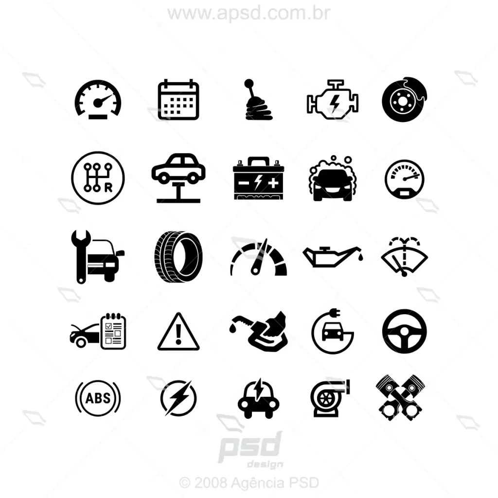 símbolos automotivos vetorizados
