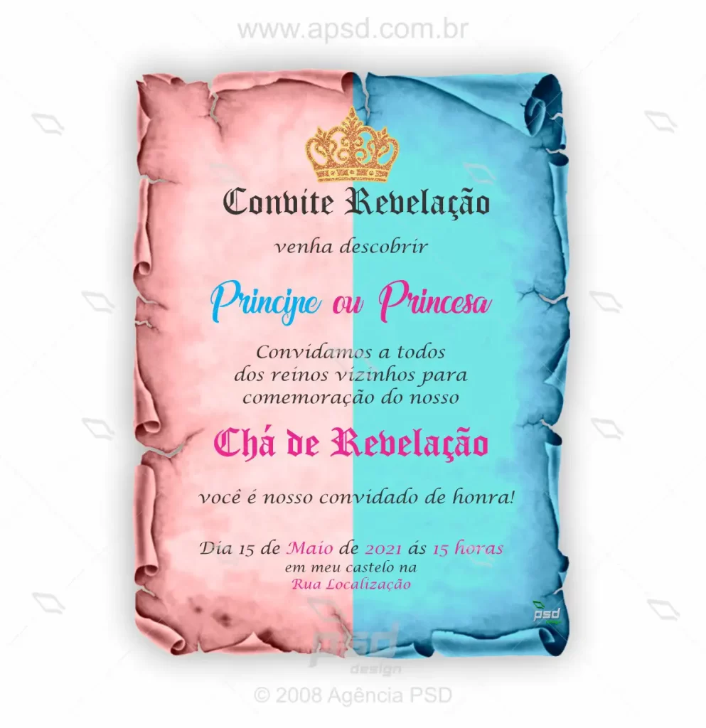 Convite revelação chá de bebe
