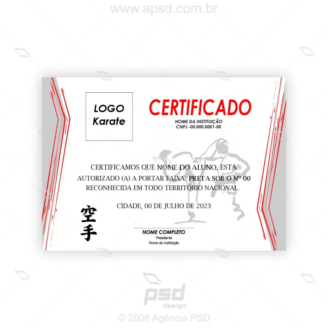 arte certificado karate