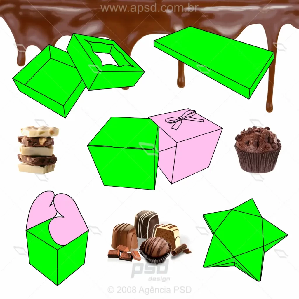 kit moldes caixa de chocolate