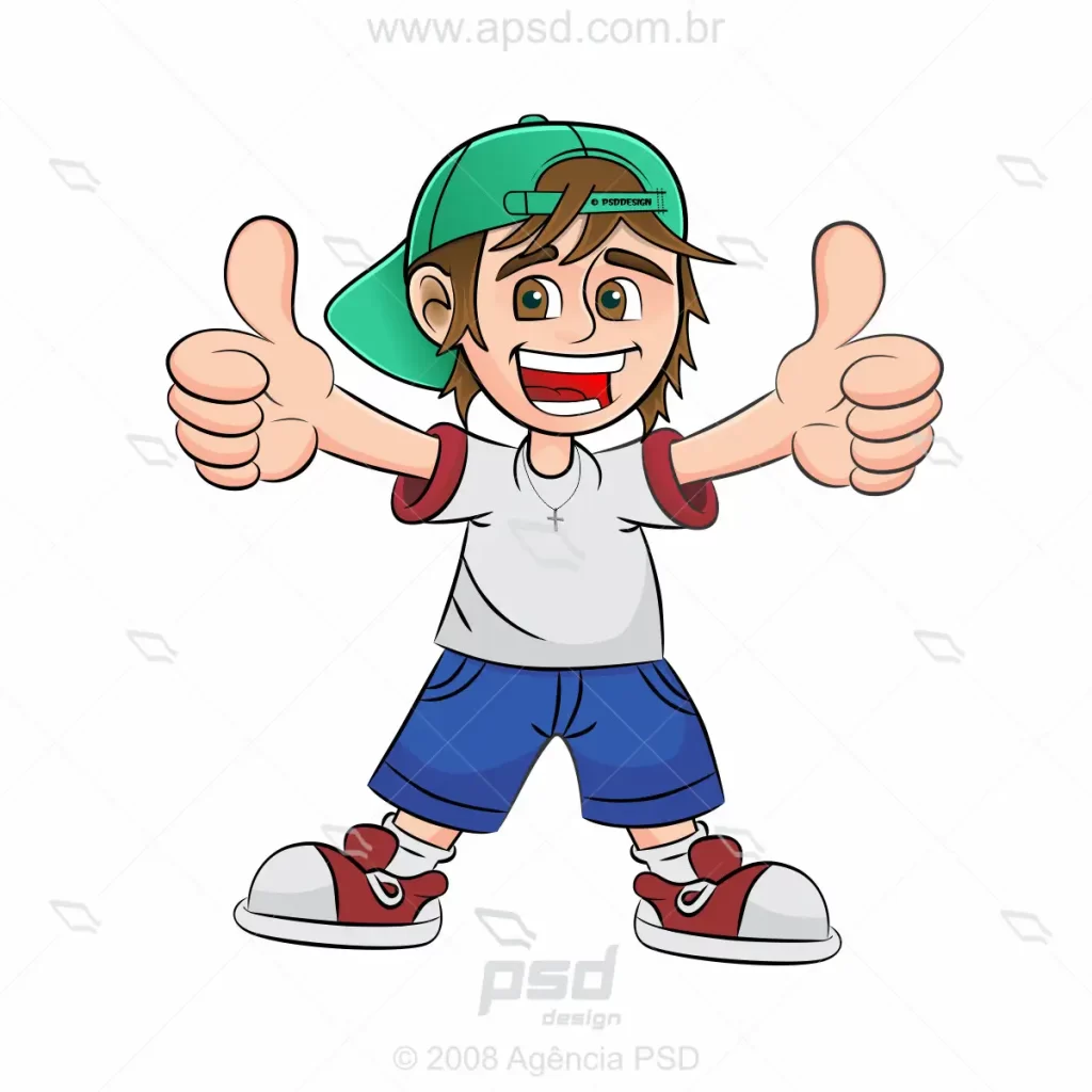 mascote menino feliz
