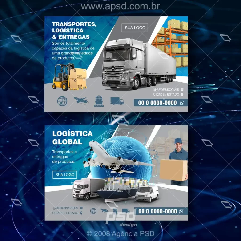 arte panfleto transportes e logística