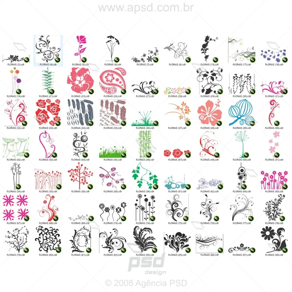 Vetores flores e arabescos