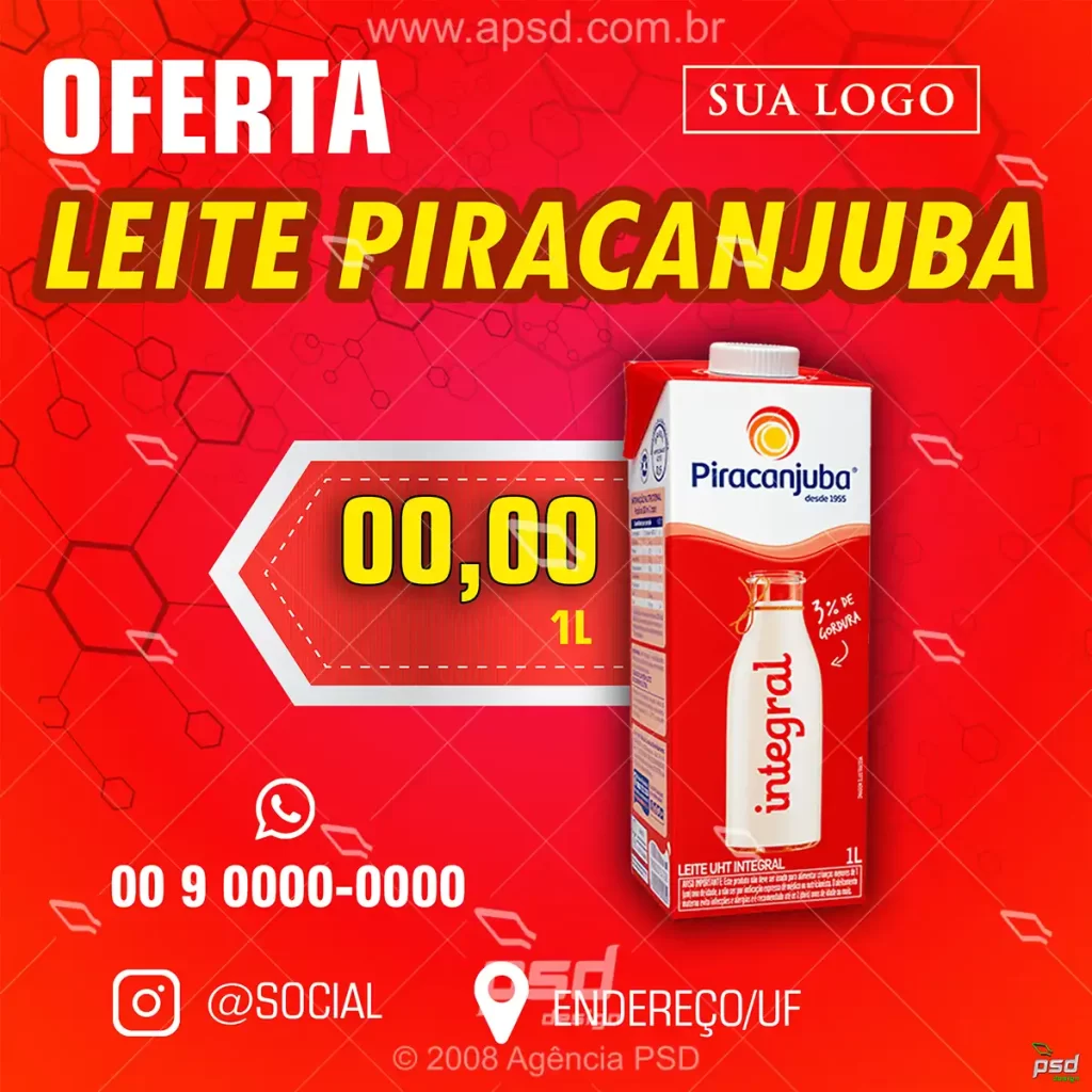 midias arte oferta leite piracanjuba