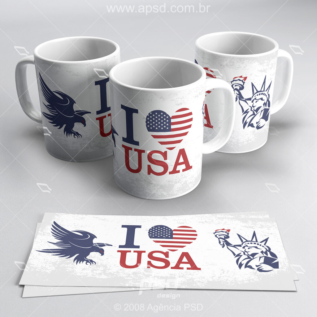 caneca arte i love usa