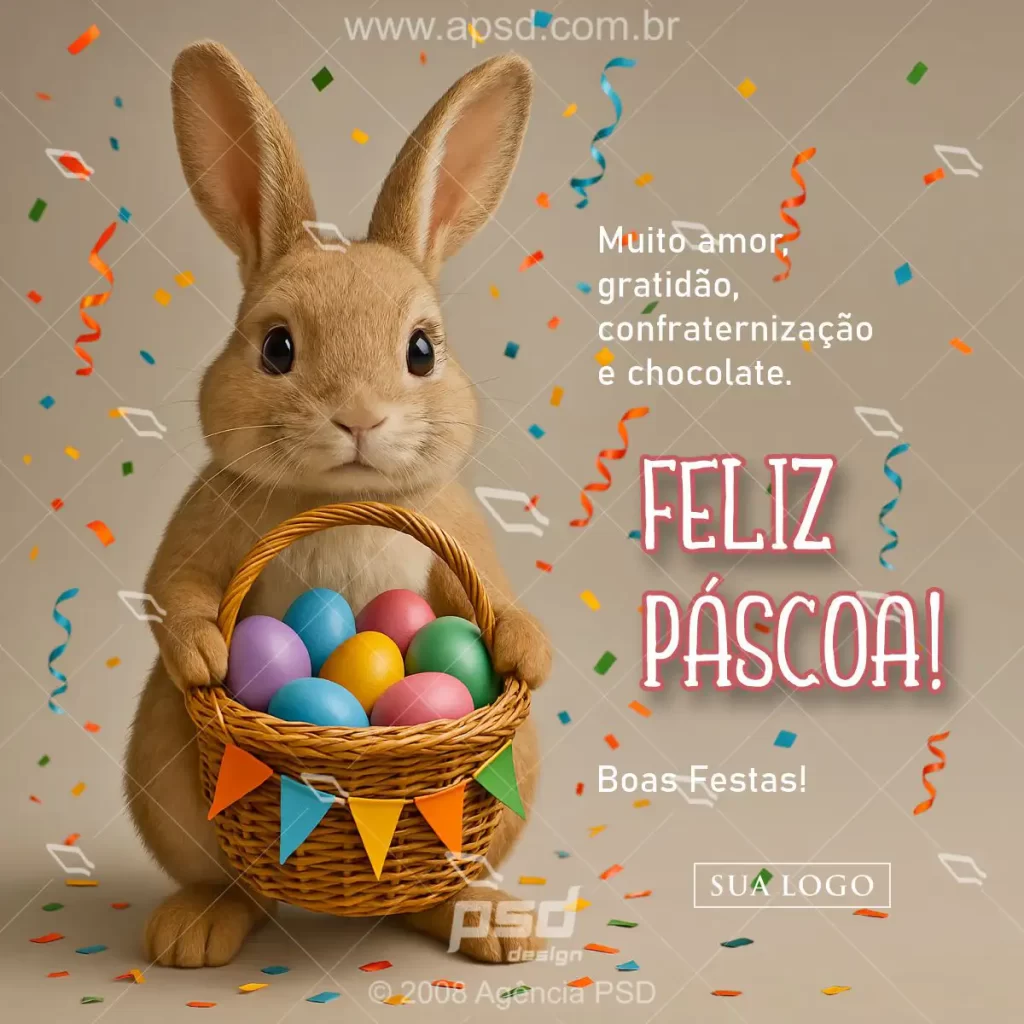 arte coelho cesta feliz páscoa
