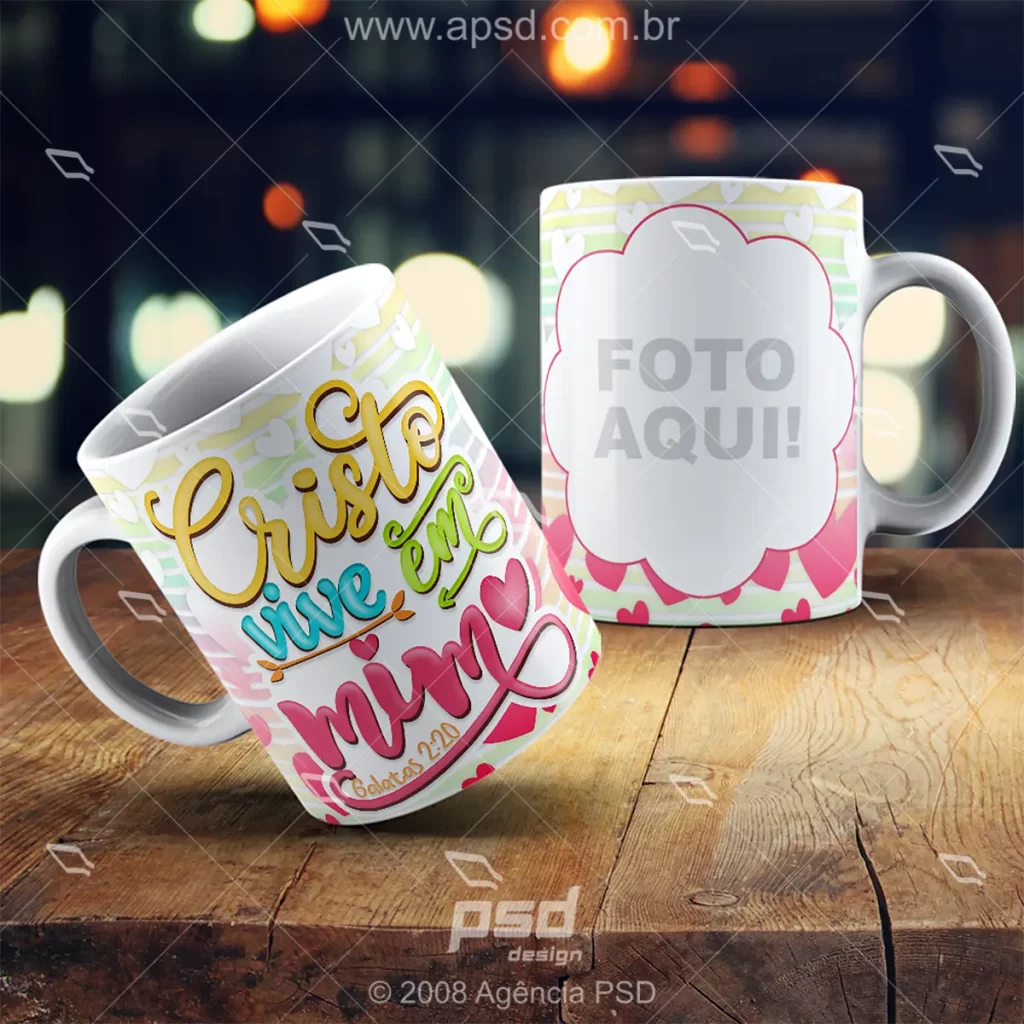 arte caneca cristo vive em mim