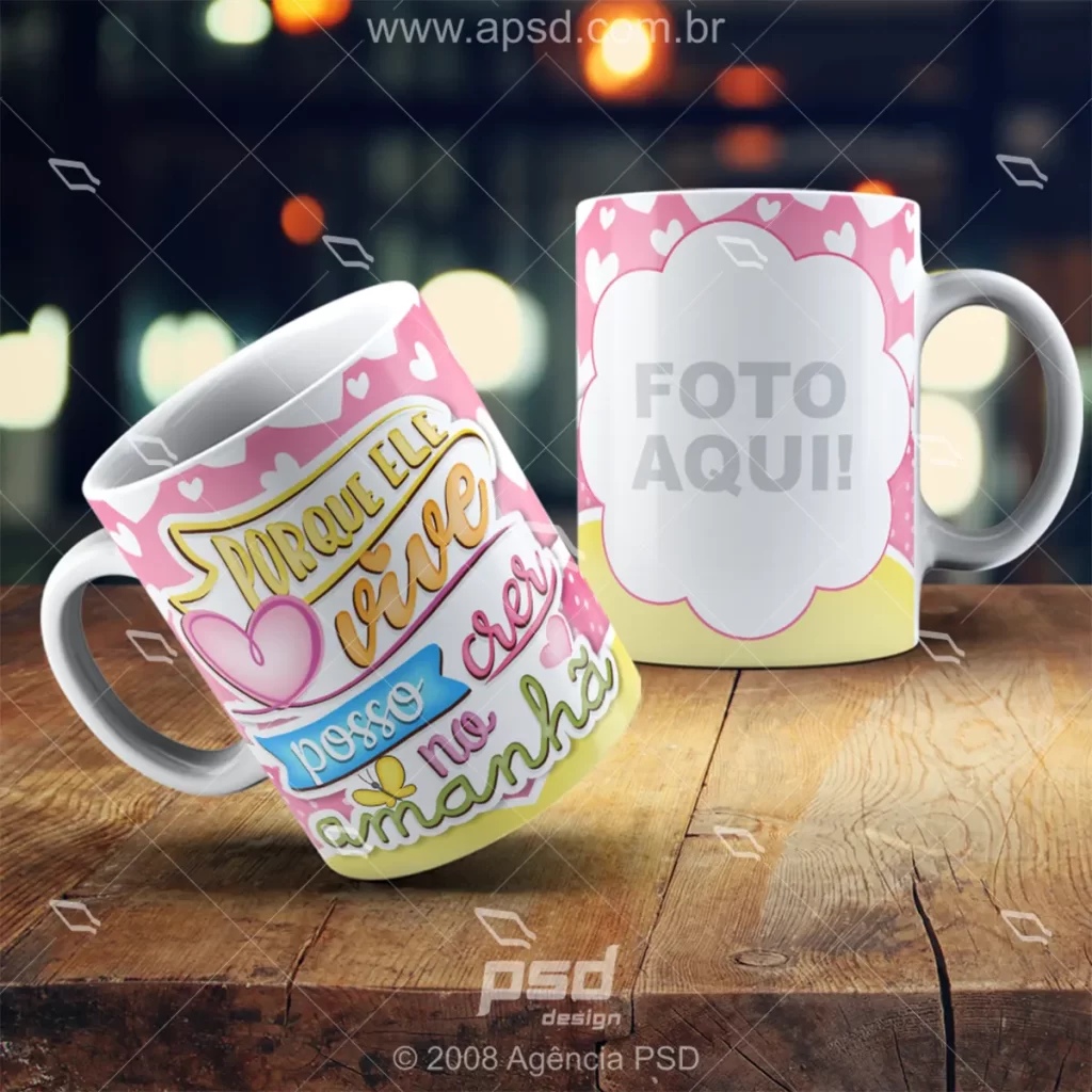 arte caneca porque ele vive posso crer no amanha