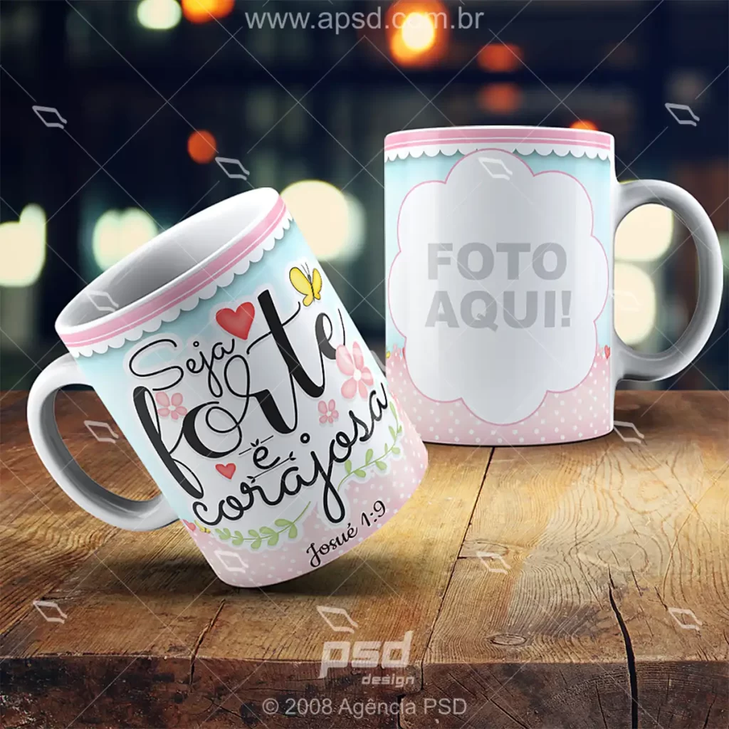 arte caneca seja forte e corajosa