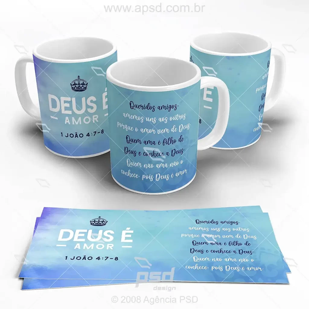 arte caneca Deus é Amor