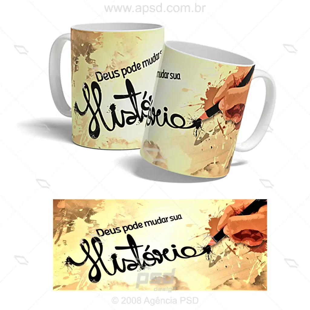 arte caneca Deus pode mudar sua história
