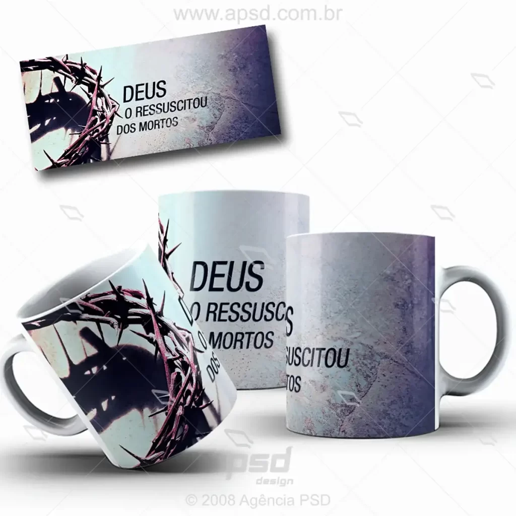 arte caneca deus o ressuscitou dos mortos