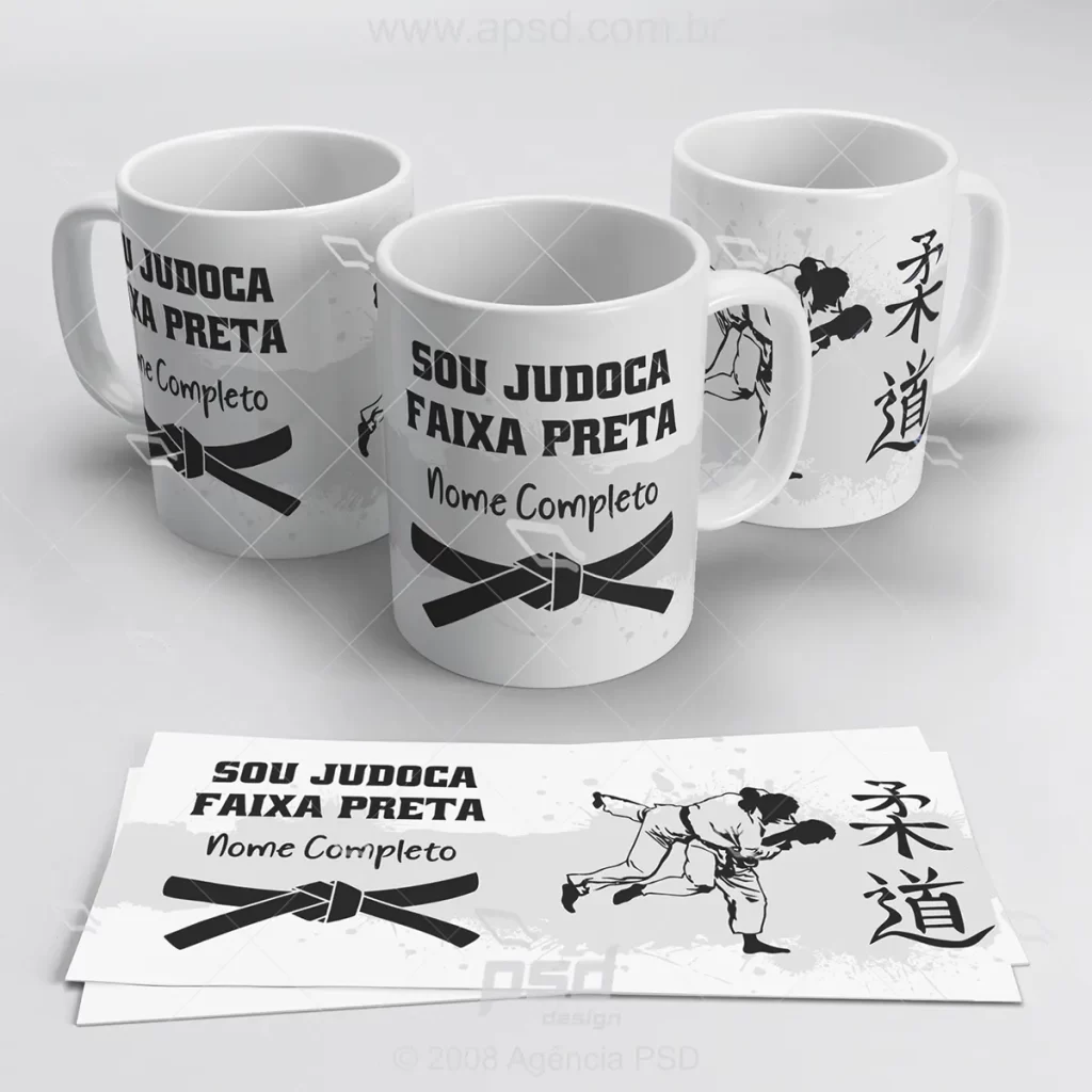 arte caneca judoca faixa preta