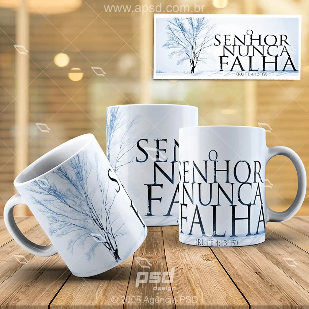 arte caneca o senhor nunca falha