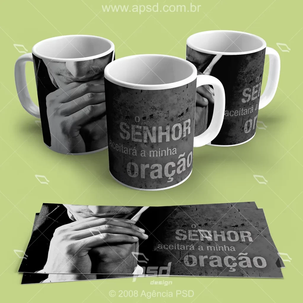 arte caneca o senhor aceitara minha oração