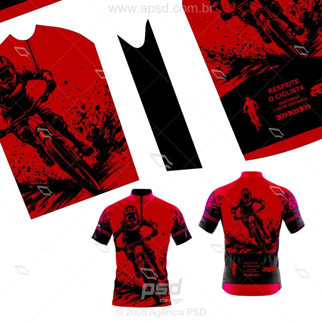 arte camiseta ciclista vermelha
