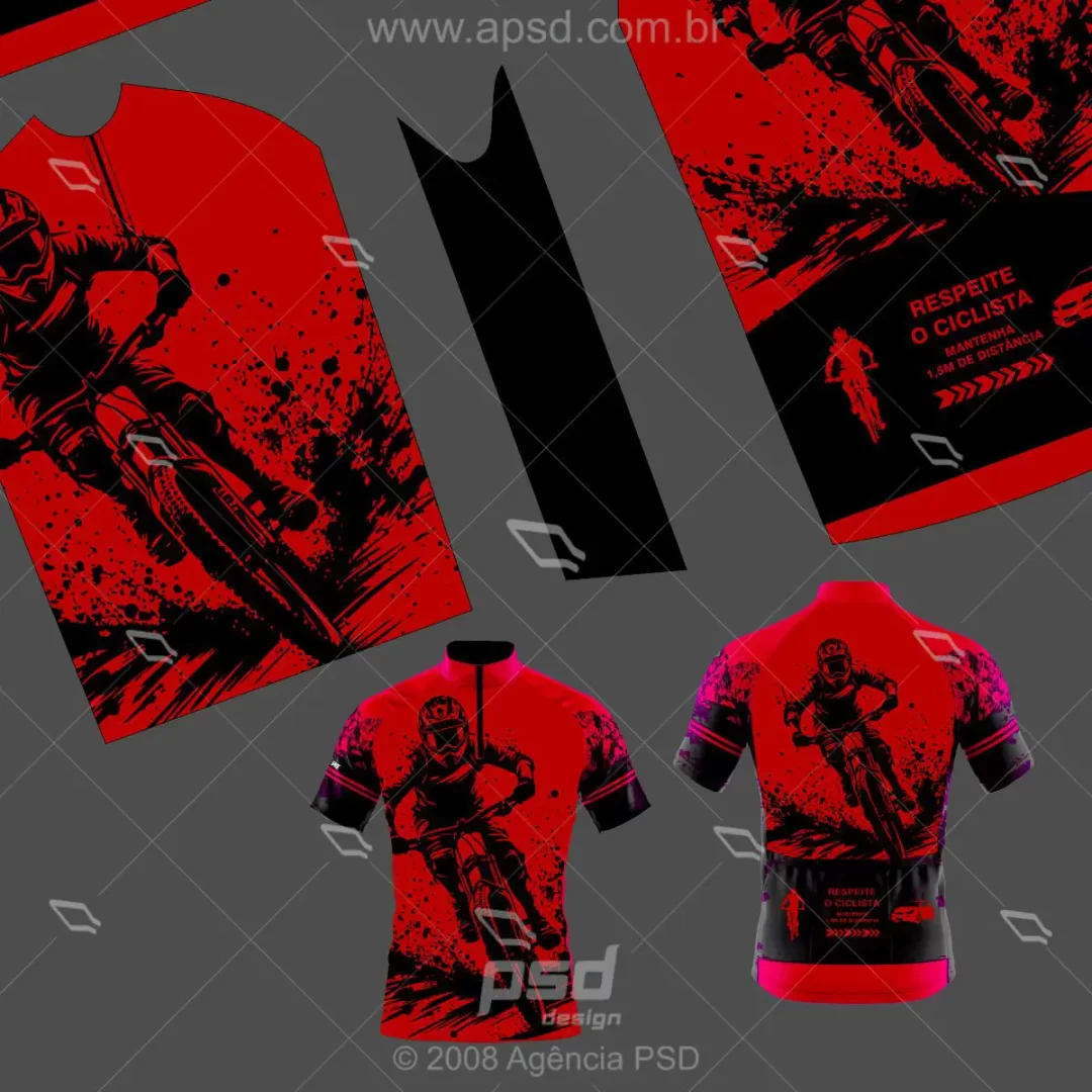 arte camiseta ciclista vermelha