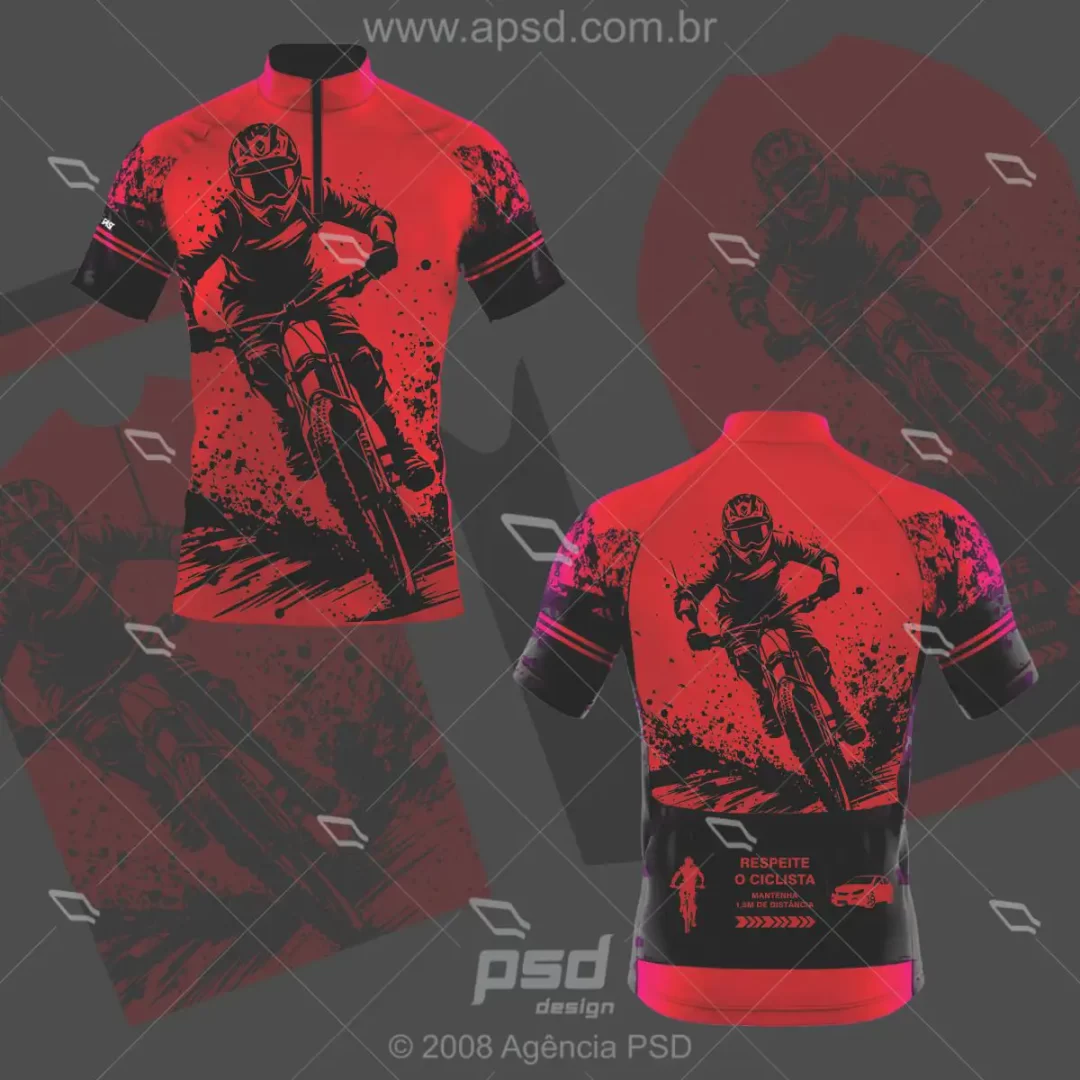 Arte camiseta ciclista vermelha - Image 3
