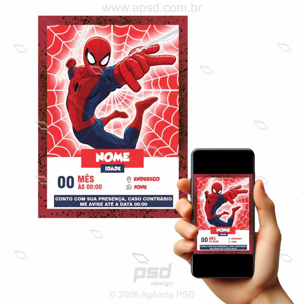 arte convite digital homem arranha