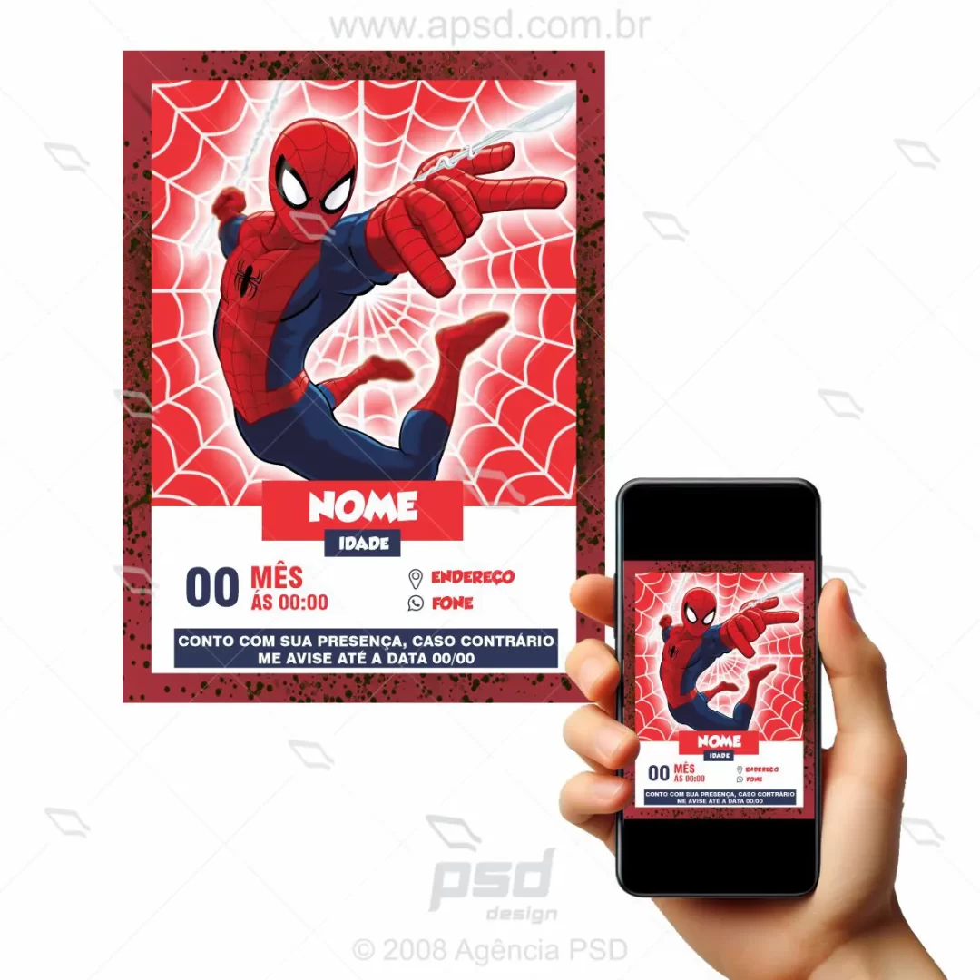 arte convite digital homem arranha
