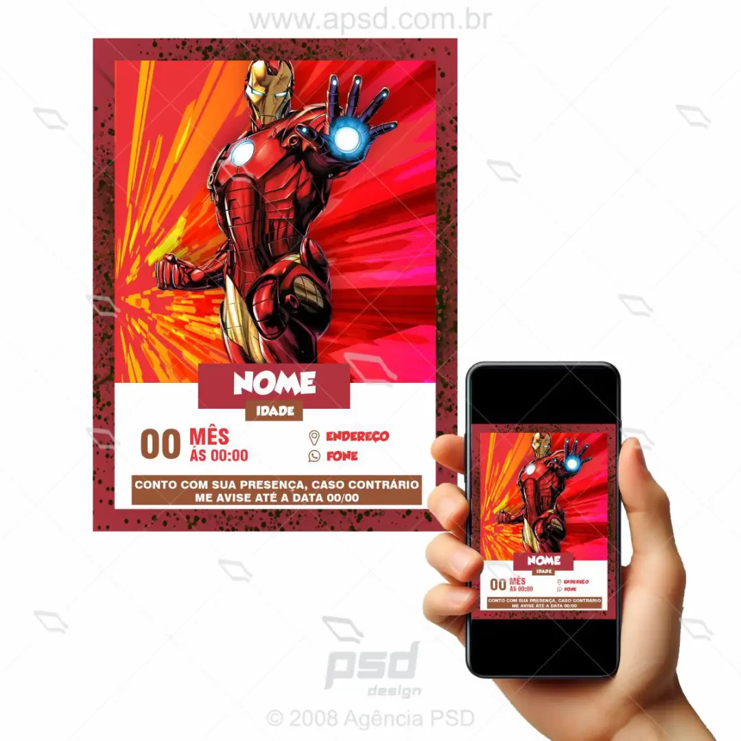 convite digital homem de ferro