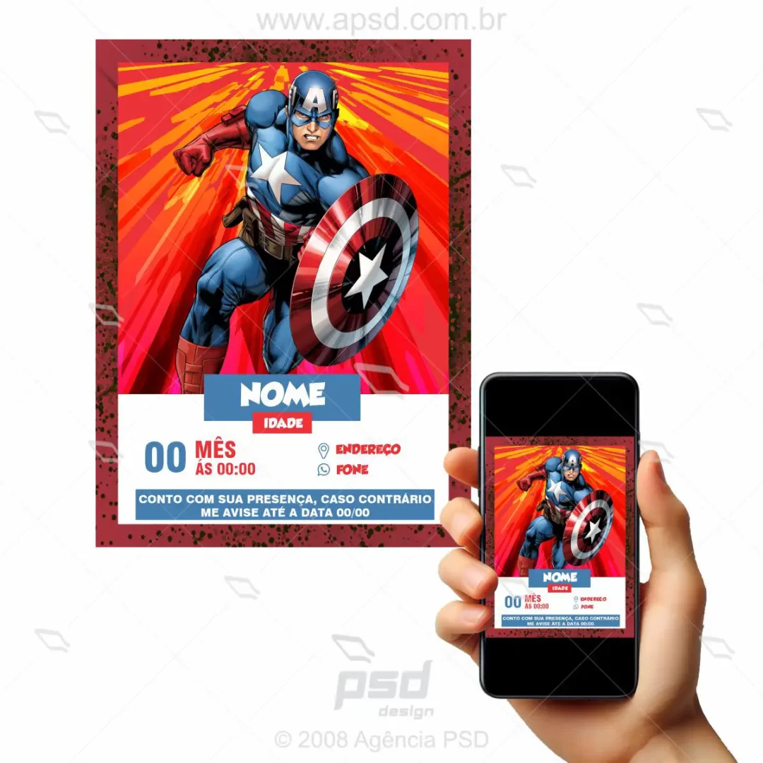 convite digital capitão américa