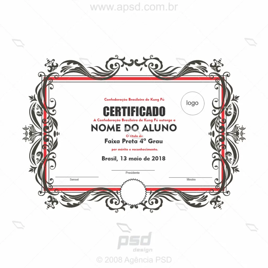arte certificado kung fu personalizado