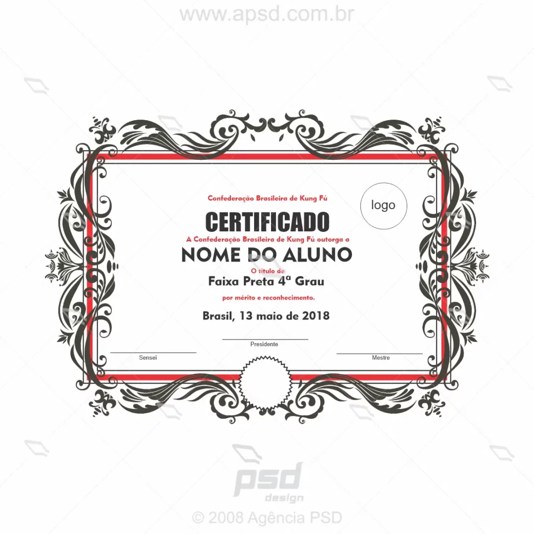 arte certificado kung fu personalizado