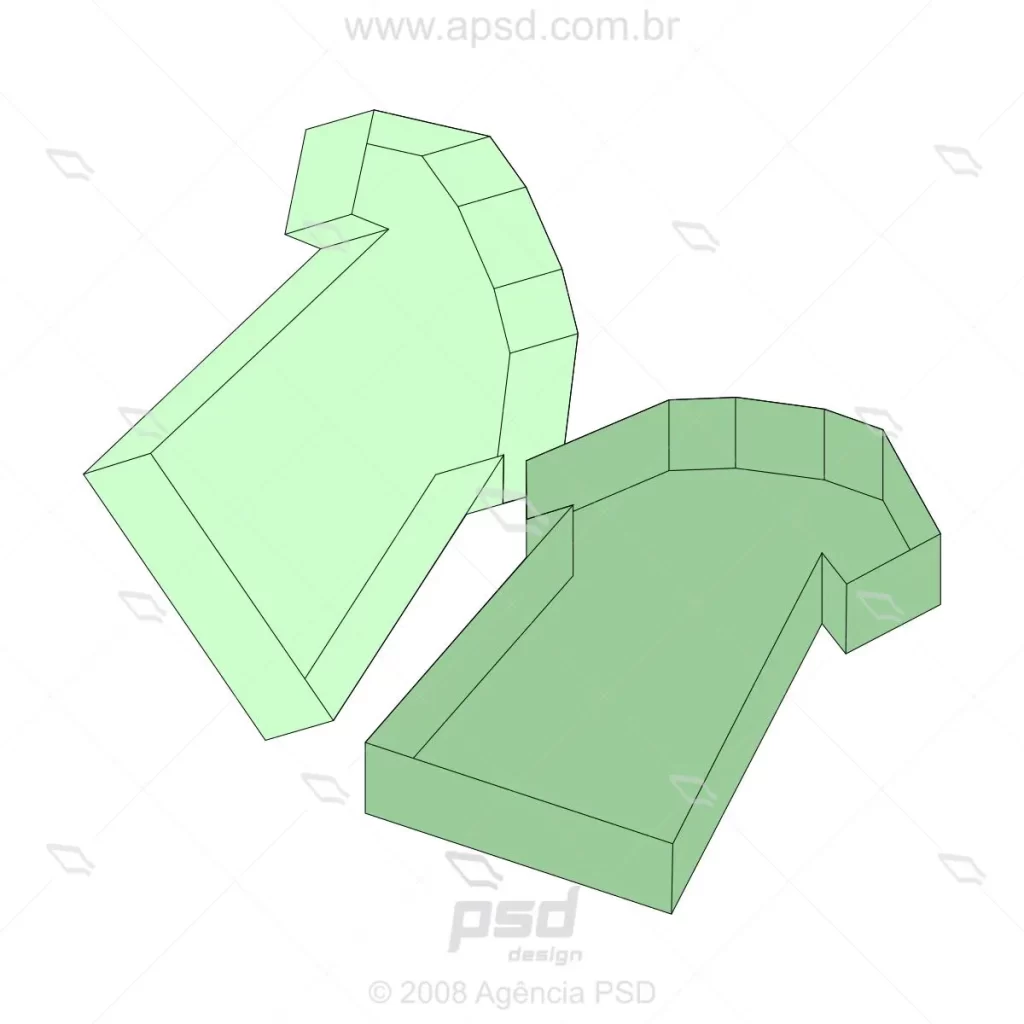 molde caixa formato camisa