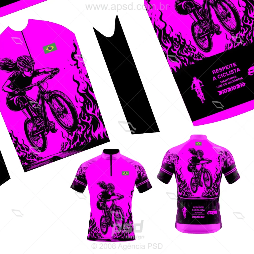arte camiseta ciclista feminina