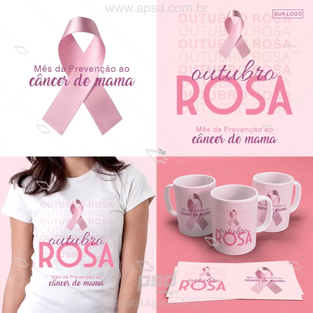 kit estampa caneca mídia outubro rosa