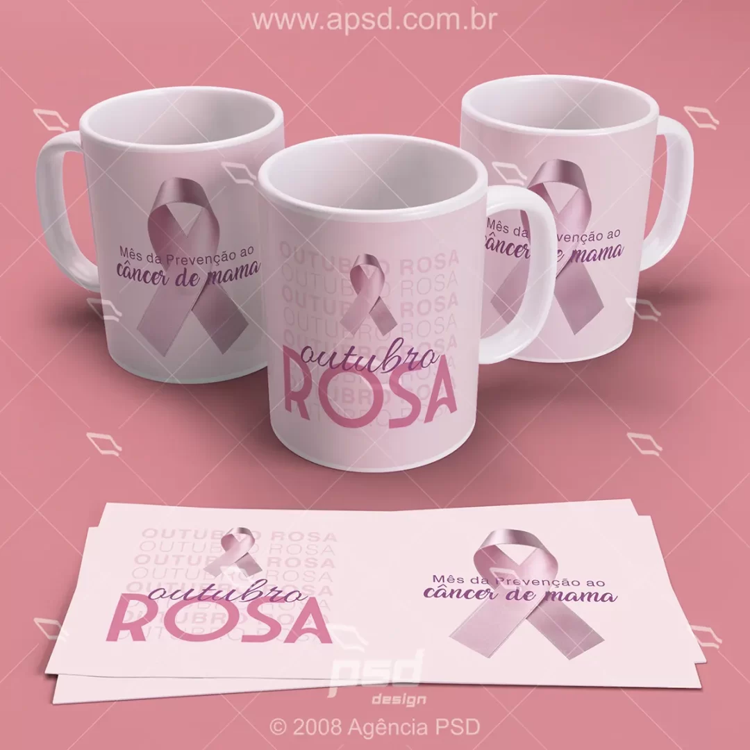 arte caneca outubro rosa