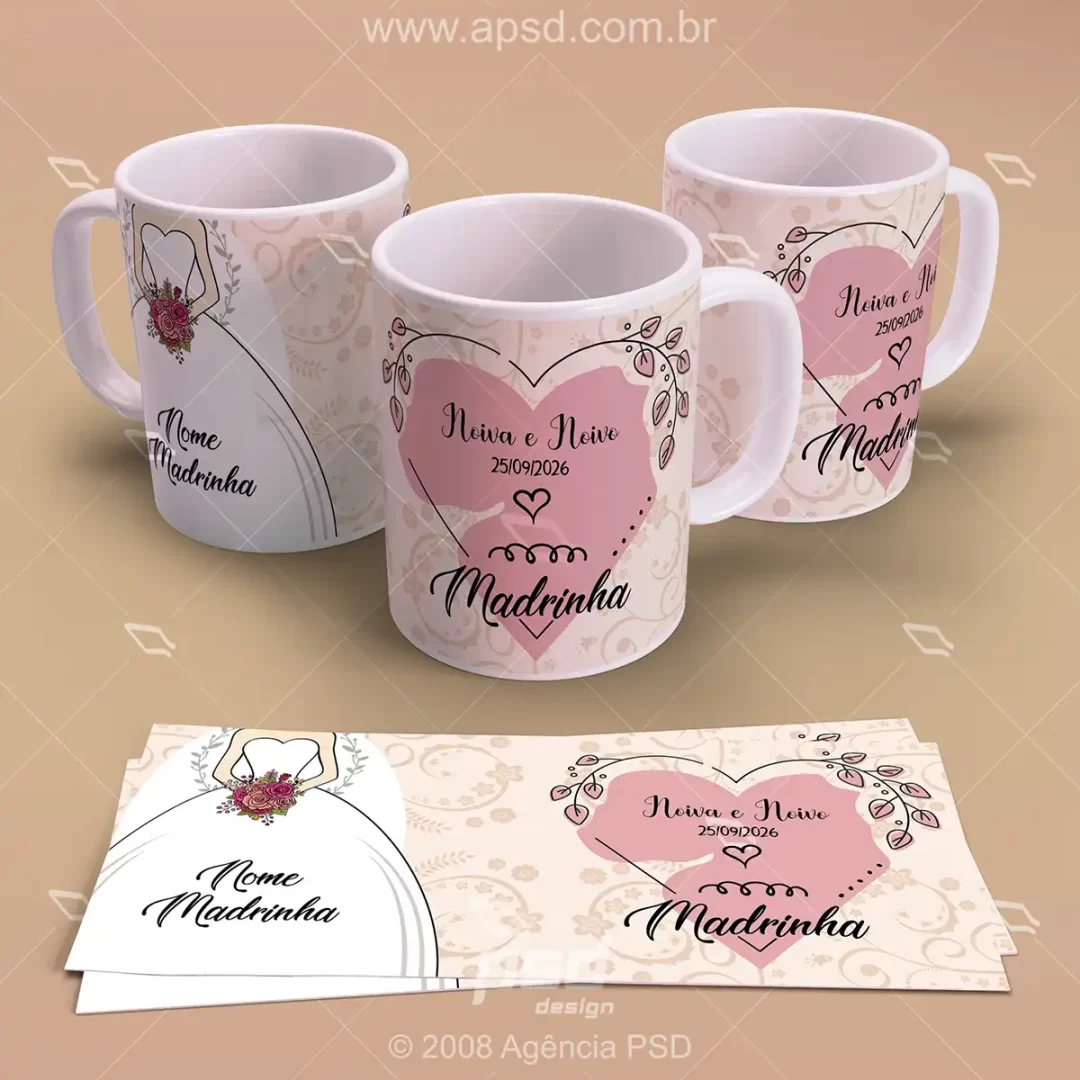 arte caneca madrinha de casamento